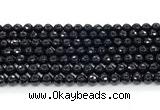 CON124 15.5 inches 6mm faceted round black onyx gemstone beads