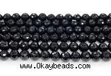 CON125 15.5 inches 8mm faceted round black onyx gemstone beads