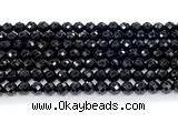 CON130 15.5 inches 5mm faceted round black onyx gemstone beads