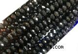 AGBS04 15 inches 6*10mm faceted rondelle black agate beads wholesale