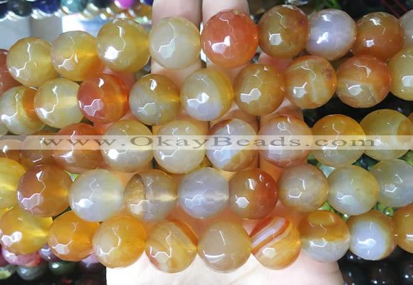 AGBS151 15 inches 16mm faceted round agate gemstone beads wholesale