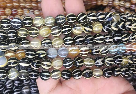 AGBS213 15 inches 8mm round tibetan dzi agate gemstone beads