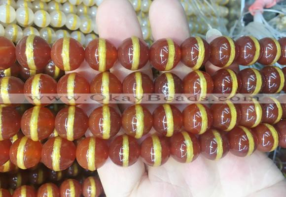 AGBS226 15 inches 12mm round tibetan dzi agate gemstone beads