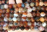 AGBS272 15 inches 10mm faceted round coffee dragon veins agate beads wholesale  AGBS272 15 inches 10mm faceted round coffee dragon veins agate beads wholesale