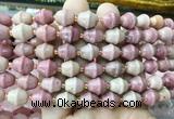 BLBS21 15 inches 10*11mm bell pink wood jasper beads wholesale