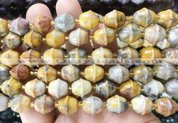 BLBS27 15 inches 10*11mm bell yellow crazy lace agate beads wholesale