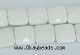 CAA04 15.5 inches 10*10mm faceted square white agate gemstone beads