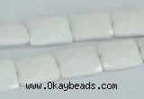 CAA07 15.5 inches 10*14mm faceted rectangle white agate gemstone beads