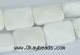 CAA08 15.5 inches 15*20mm faceted rectangle white agate gemstone beads