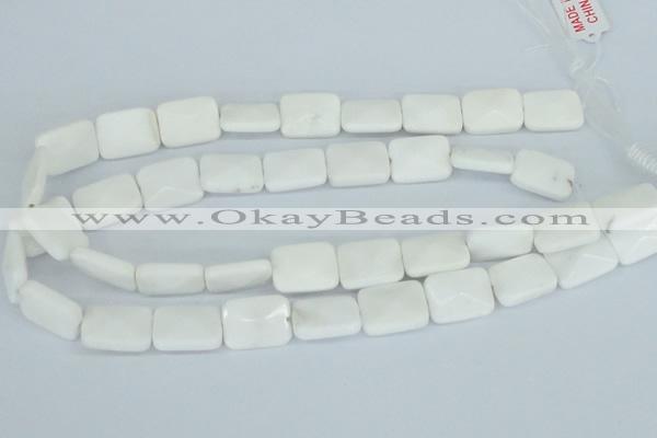 CAA08 15.5 inches 15*20mm faceted rectangle white agate gemstone beads