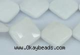 CAA10 15.5 inches 18*18mm faceted diamond white agate gemstone beads