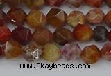 CAA1000 15.5 inches 6mm faceted nuggets red moss agate beads