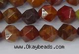 CAA1001 15.5 inches 8mm faceted nuggets red moss agate beads