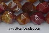 CAA1002 15.5 inches 10mm faceted nuggets red moss agate beads