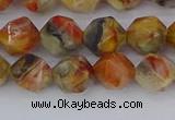 CAA1015 15.5 inches 8mm faceted nuggets red crazy lace agate beads