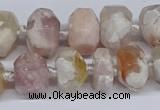 CAA1115 15.5 inches 10*14mm - 12*16mm faceted nuggets sakura agate beads