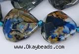 CAA1136 18*20mm - 25*35mm faceted freeform dragon veins agate beads