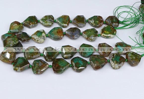 CAA1139 18*20mm - 25*35mm faceted freeform dragon veins agate beads