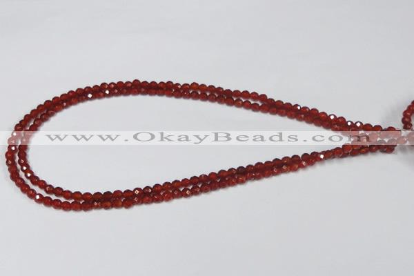 CAA117 15.5 inches 4mm faceted round red agate gemstone beads