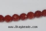 CAA118 15.5 inches 8mm faceted round red agate gemstone beads