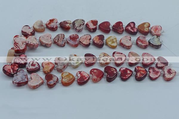 CAA1188 15.5 inches 16mm - 18mm heart dragon veins agate beads