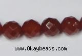 CAA119 15.5 inches 12mm faceted round red agate gemstone beads