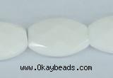 CAA12 15.5 inches 20*30mm faceted oval white agate gemstone beads