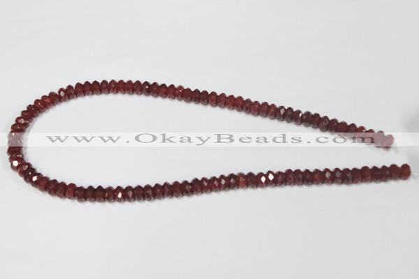 CAA123 15.5 inches 5*8mm faceted rondelle red agate gemstone beads