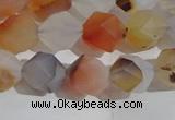 CAA1231 15.5 inches 8mm faceted nuggets matte dendritic agate beads