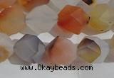 CAA1232 15.5 inches 10mm faceted nuggets matte dendritic agate beads