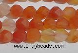 CAA1236 15.5 inches 6mm faceted nuggets matte red agate beads