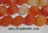 CAA1237 15.5 inches 8mm faceted nuggets matte red agate beads