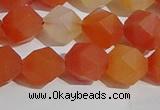 CAA1238 15.5 inches 10mm faceted nuggets matte red agate beads