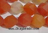 CAA1239 15.5 inches 12mm faceted nuggets matte red agate beads