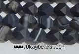 CAA1242 15.5 inches 6mm faceted nuggets matte black line agate beads