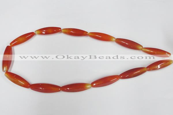 CAA127 15.5 inches 10*30mm rice red agate gemstone beads