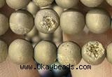 CAA1275 15.5 inches 6mm round matte plated druzy agate beads