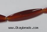 CAA128 15.5 inches 10*40mm rice red agate gemstone beads