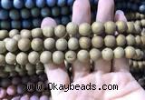 CAA1316 15.5 inches 10mm round matte plated druzy agate beads