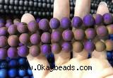 CAA1354 15.5 inches 14mm round matte plated druzy agate beads