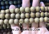 CAA1356 15.5 inches 14mm round matte plated druzy agate beads