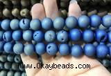 CAA1358 15.5 inches 14mm round matte plated druzy agate beads