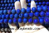 CAA1360 15.5 inches 14mm round matte plated druzy agate beads