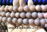 CAA1373 15.5 inches 16mm round matte plated druzy agate beads