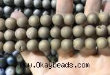 CAA1375 15.5 inches 16mm round matte plated druzy agate beads