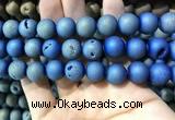 CAA1378 15.5 inches 16mm round matte plated druzy agate beads