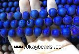 CAA1380 15.5 inches 16mm round matte plated druzy agate beads