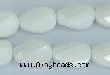 CAA14 15.5 inches 13*18mm faceted & twisted oval white agate beads