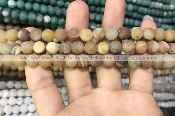 CAA1405 15.5 inches 8mm round matte druzy agate beads