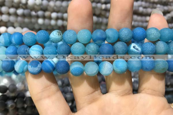 CAA1408 15.5 inches 8mm round matte druzy agate beads